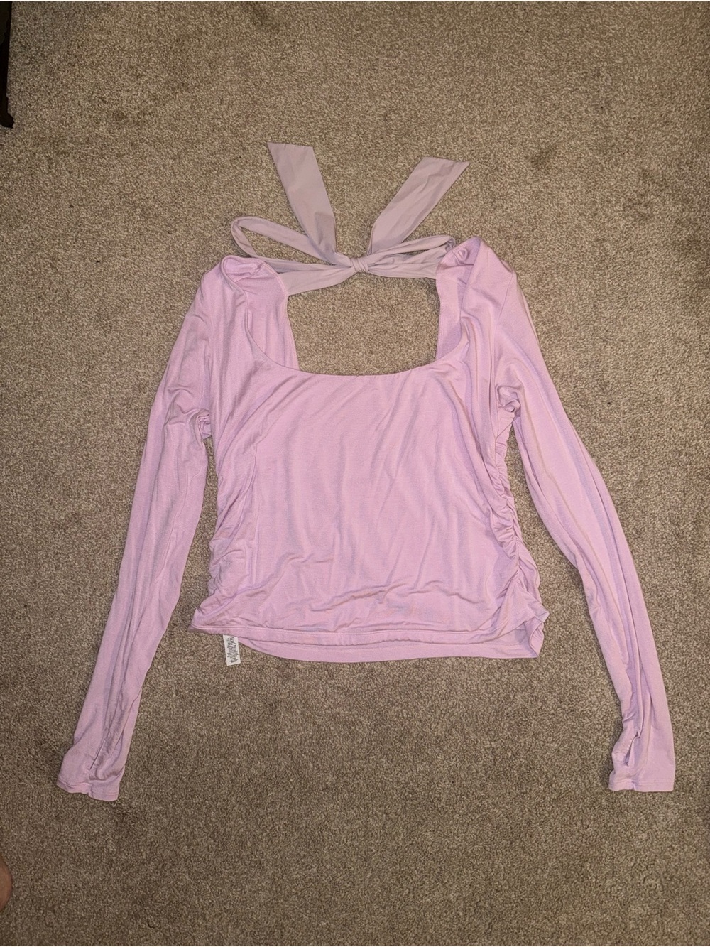 Blogilates Women’s Long Sleeve Square Neck Tie-Back Top - Light Pink